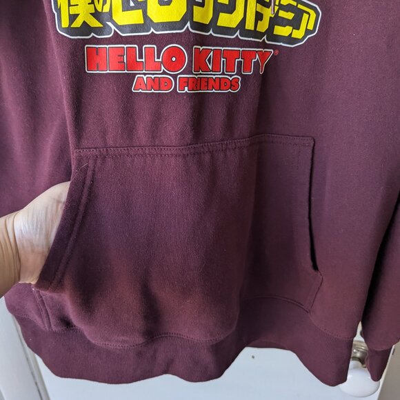 My Hero Academia Hello Kitty and Friends Maroon Pullover Hoodie Size XL - Picture 7 of 8
